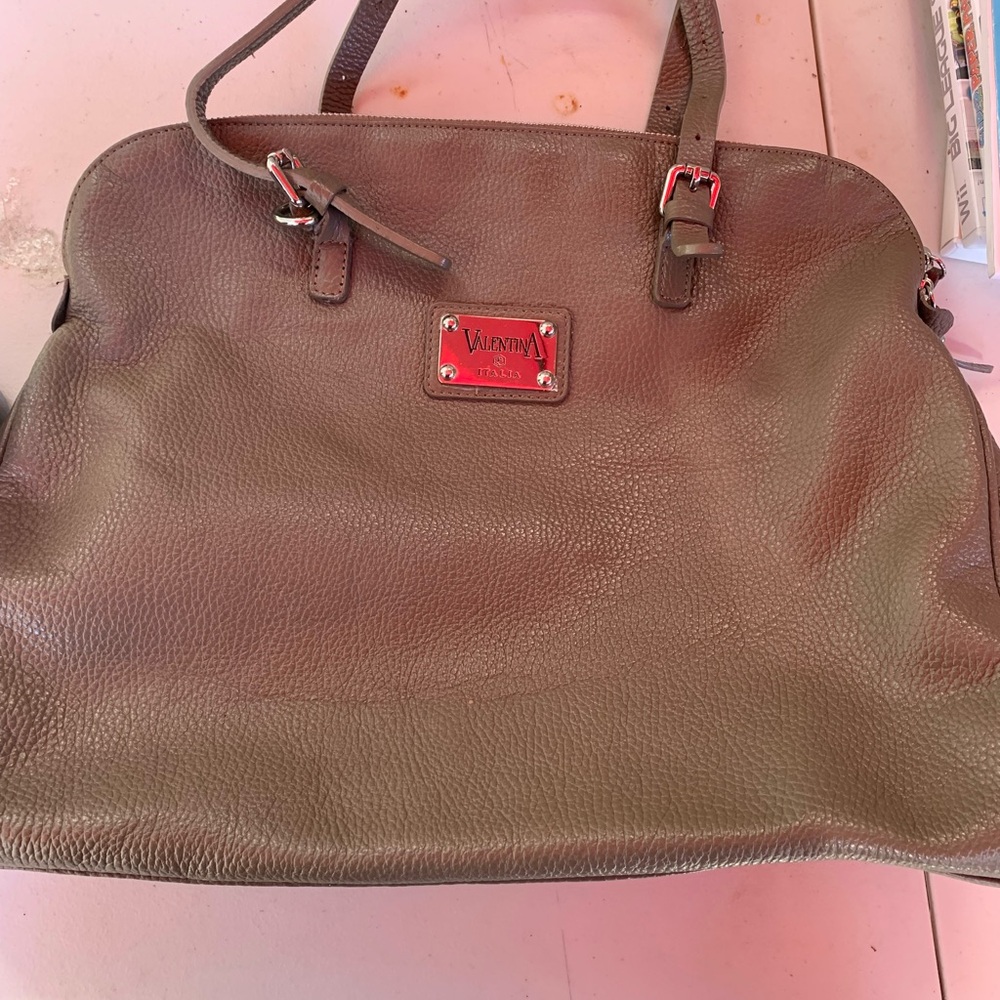 Valentino Green Satchel Bag with Luxurious Leather Texture